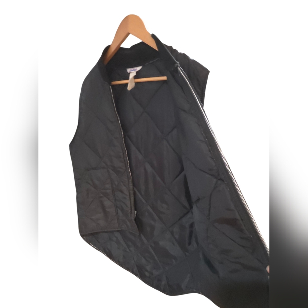 Big Smith - Vintage Men's Black Diamond Quilt Varsity Collar Work Vest - Picture 5 of 10